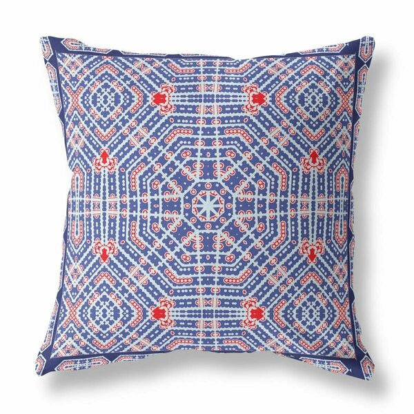 Palacedesigns 16 in. Geostar Indoor & Outdoor Throw Pillow Blue & Red PA3669689